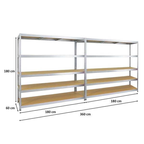 PROREGAL Mega Deal 2x Schwerlastregal Giant Elephant HxBxT 180 x 180 x 60 cm Fachlast 200 kg Verzinkt