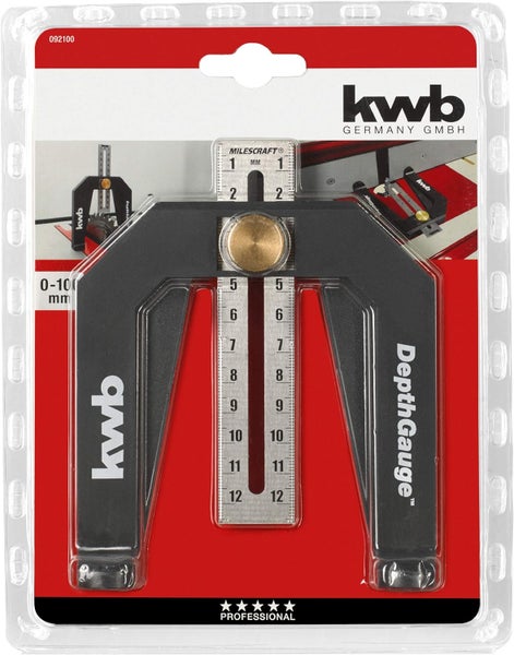 kwb Tiefenmesser/Tiefenlehre für Ober-Fräsen und Tischkreissägen inkl. 2 Mess-Skalen in cm und inch