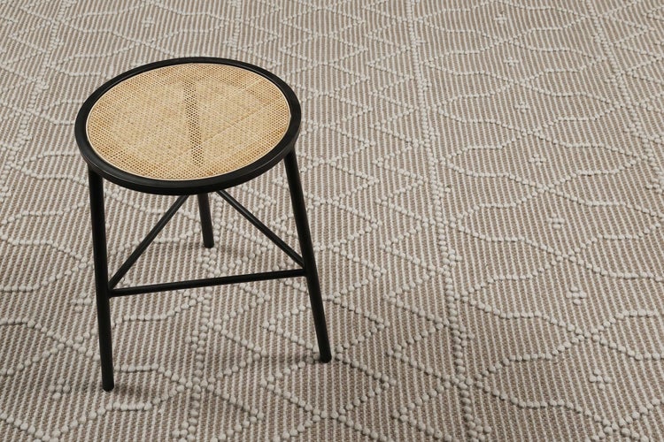 Esprit Teppich handgewebt Weiß Beige aus Wolle Ana 50x80 cm