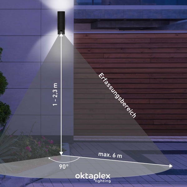 Oktaplex Para Wandlampe mit Bewegungsmelder Edelstahl 2xGU10 Fassung schwarz