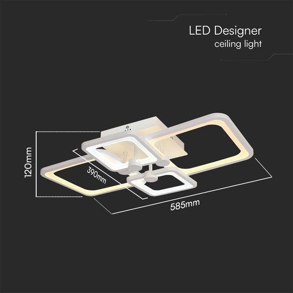 LED Designer Deckenleuchte mit Maßangaben.