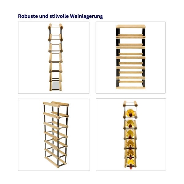 PROREGAL Modulares Weinregal Vinotega Mod Metal HxBxT 62,5 x 12,5 x 24,5 cm 1 x 6 Flaschen Massives Kiefernholz Natur