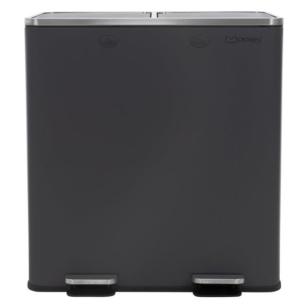 ML-Design Mülleimer Küche 2x 30L (60L) Anthrazit, Mülltrennsystem 2 Fächer, Treteimer zur Mülltrennung, Abfalleimer aus Stahl, herausnehmbarer Kunststoff Inneneimer, Klappdeckel, Softclose, luftdicht