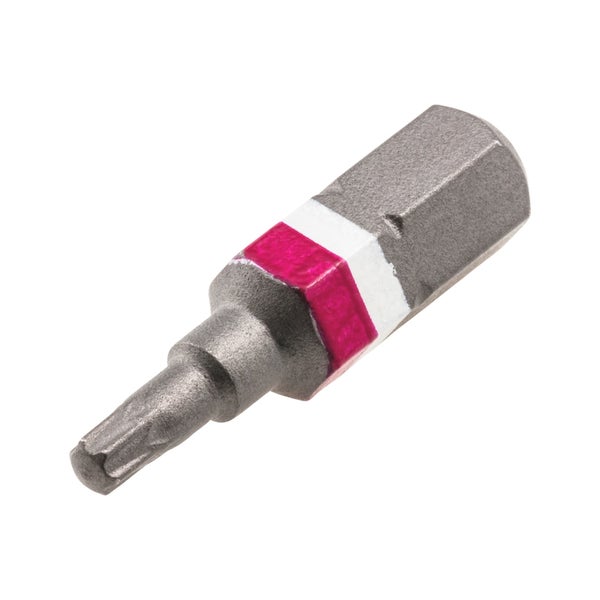 Schrauberbit Torx aus Metall mit Sechskantaufnahme und Farbkennzeichnung.