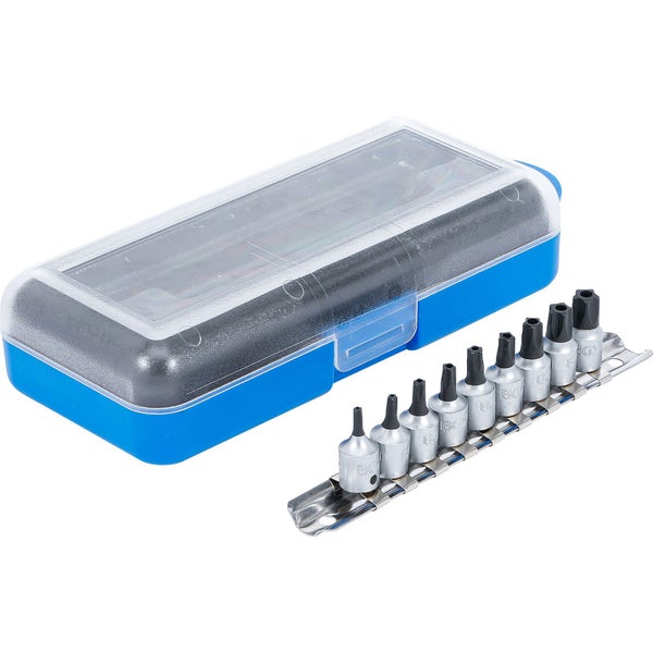 BGS Bit-Einsatz-Satz Antrieb Innenvierkant 6,3 mm (1/4) TS-Profil (für Torx Plus) mit Bohrung 9tlg. - 2355