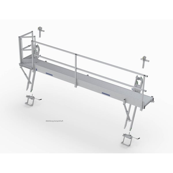 Abbildung eines montierten Fassadengerüsts mit Geländer