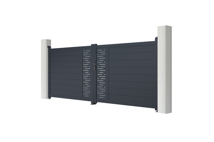 ARLBERG 350B140 Flügeltor-Paket + 2 EIFEL-Pfosten H. 166 cm Grau