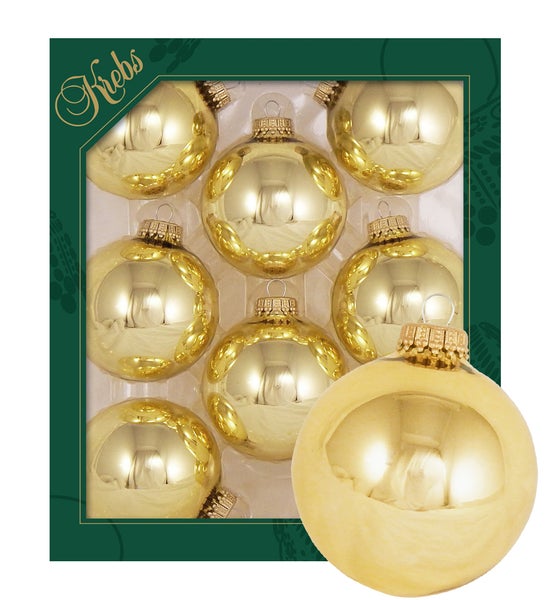 Gold glänzend 7cm Glaskugeln uni, 8 Stck., Weihnachtsbaumkugeln, Christbaumschmuck, Weihnachtsbaumanhänger