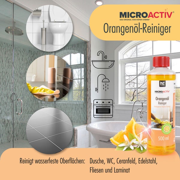 Microactiv Orangenöl-Reiniger für wasserfeste Oberflächen in Bad und Küche