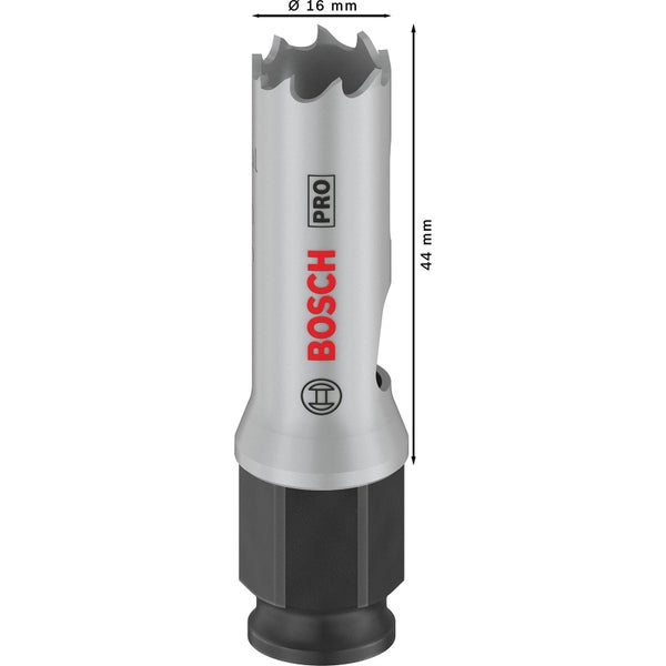 Bosch Pro Lochsäge mit 16 Millimeter Durchmesser und 44 Millimeter Länge.