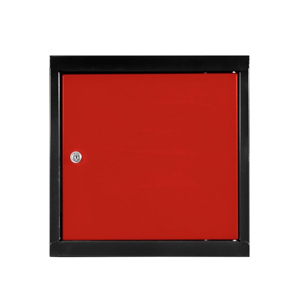 PROREGAL Schließfachwürfel Blocky mit Zylinderschloss + 2 Schlüssel | HxBxT 40x40x40cm | Anthrazit/Verkehrsrot | Tresor, Schließfach