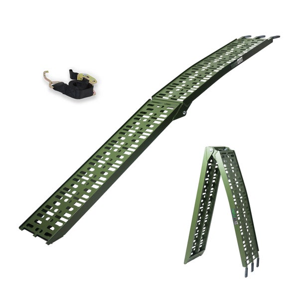 TRUTZHOLM 1 x Auffahrrampe klappbar 228 cm Traglast 340 kg Alu oliv gelocht Motorradrampe Mofarampe