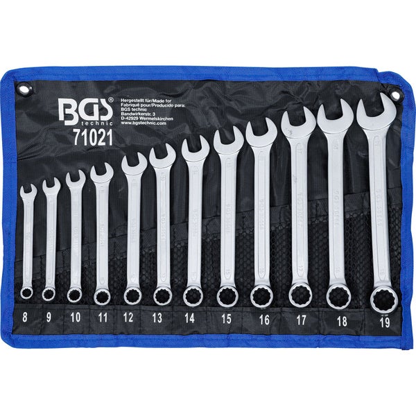 Ringmaulschlüssel Satz, 8 bis 19 Millimeter, im Rollbeutel