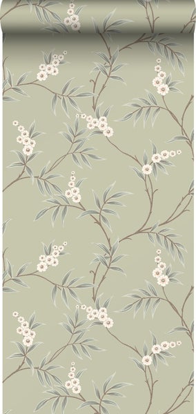 Borastapeter Tapete Blätter und Blumen Grün - 53 cm x 10.05 m - 662628