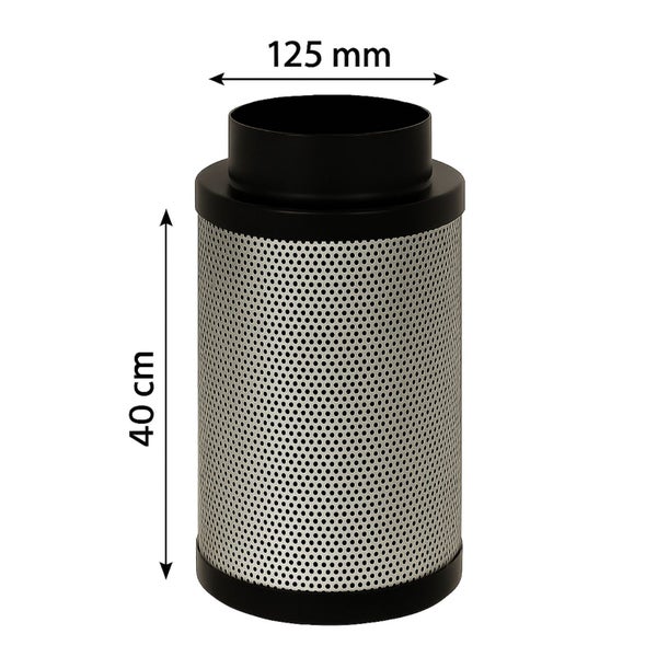 Aktivkohlefilter mit den Maßen 40 cm Höhe und 125 mm Durchmesser