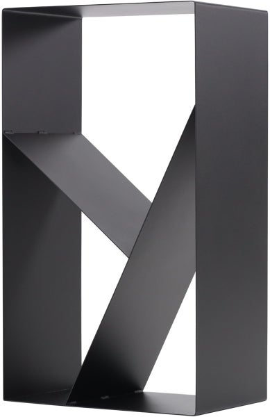 Schwarzes Metall Wandregal mit geometrischem Design