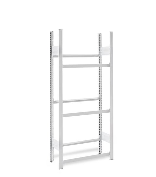 PROREGAL Getränkekistenregal Stecksystem T-Profil Grundregal HxBxT 175 x 75 x 30 cm Fachlast 100 kg 3 Ebenen für 6 Getränkekisten Lichtgrau