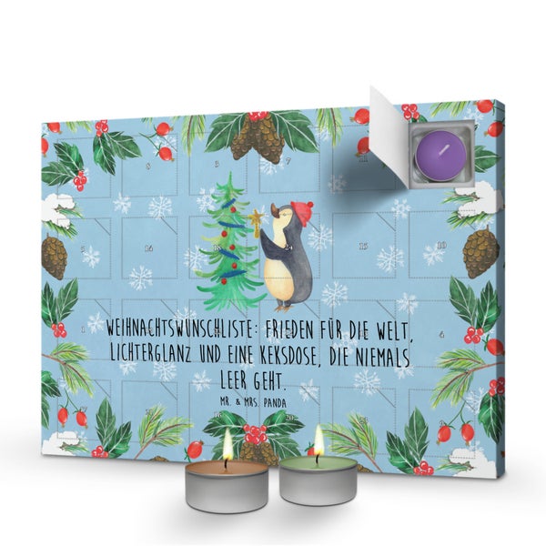 Mr. & Mrs. Panda Duftkerzen Adventskalender Pinguin Weihnachtsbaum - Blau Pastell