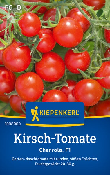 Kiepenkerl Saatgut Kirsch-Tomate Cherrola F1 mit vielen runden süßen Früchten für den Garten