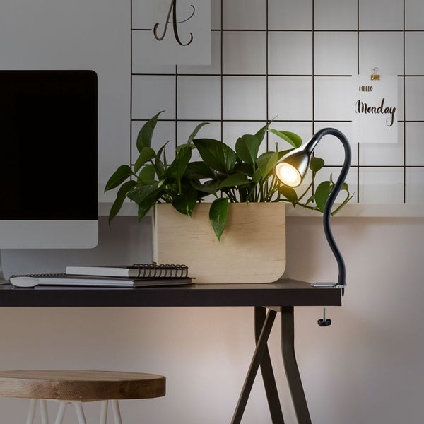 Klemmlampe - 4,8W, 400lm, LED, mit Stecker, dimmbar, warmweiß, schwarz