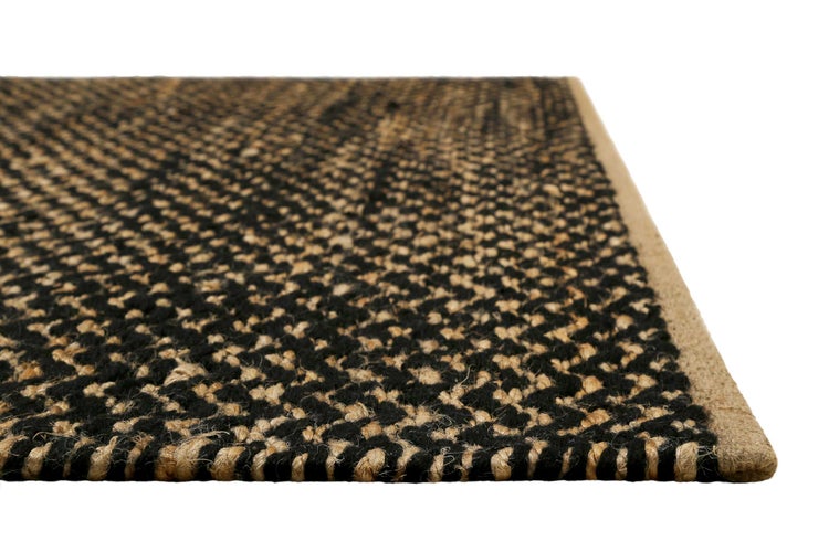 Kelim Teppich Schwarz Beige aus Naturfasern Montpellier Green Looop 130x190 cm