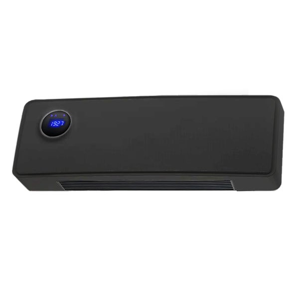 Schwarzer Heizlüfter mit Digitalanzeige