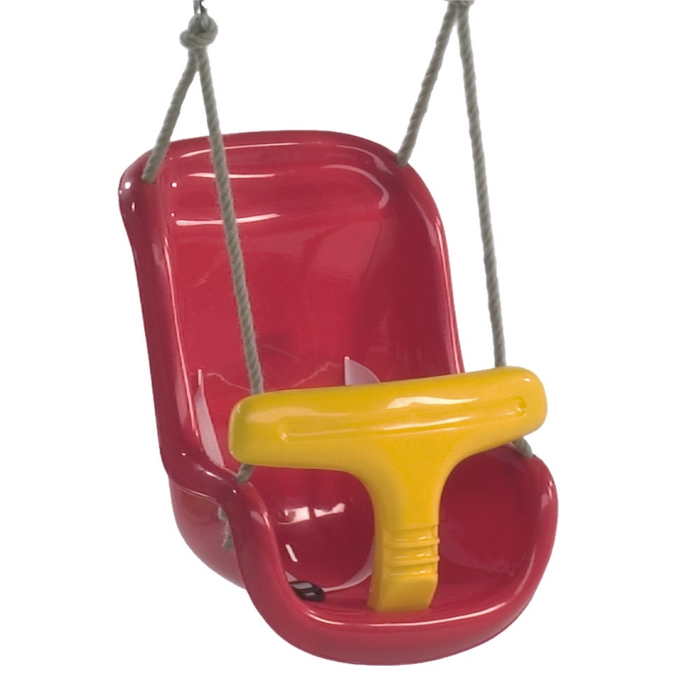 WICKEY Schaukel Zubehör Babysitz unterteilt ( 2 Teile ) Spielturm, Schaukelgestell oder Klettergerüst – Rot-Gelb