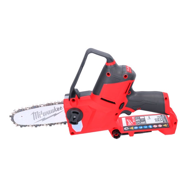 Akku-Astsäge Milwaukee M12 FUEL Hatchet mit kompaktem Design, ergonomischem Handgriff und Führungsschiene mit Sägekette.