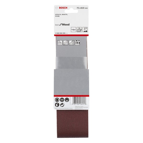 Bosch PRO X440 Schleifband 75 x 610 mm 60; 80; 100 - 2608606095