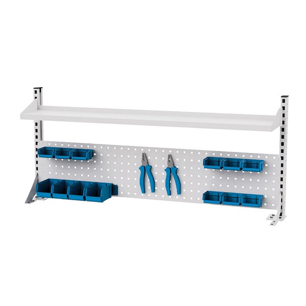 Werkbank mit Werkzeugwand, Regal und Werkzeug