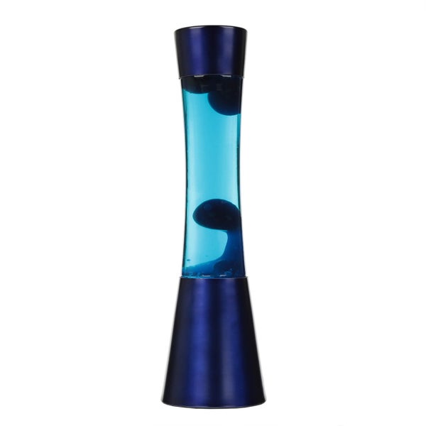 Dekorative Lavalampe mit blauem Wachs in Flüssigkeit