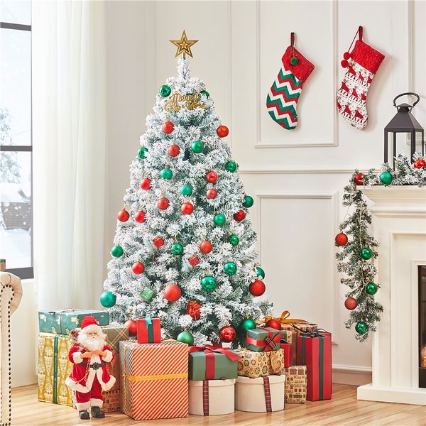 Yaheetech Künstlicher Weihnachtsbaum mit Schnee , Weiß