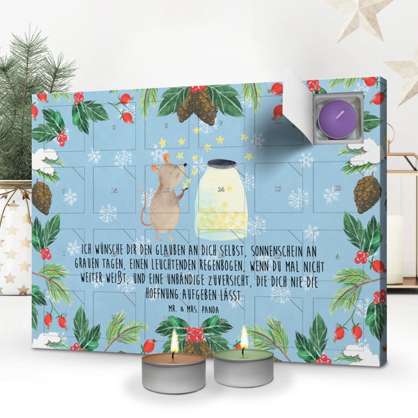 Mr. & Mrs. Panda Duftkerzen Adventskalender Maus Sterne - Blau Pastell