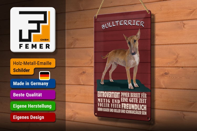 Blechschild Spruch 20x30cm Bullterrier Hund immer bereit