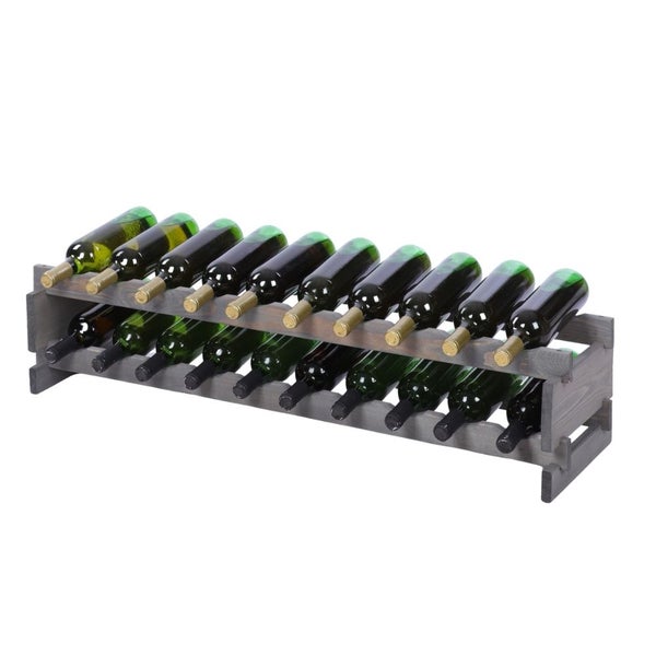 Weinregal VINOTECA FLEX PRO HxBxT 23x103x28cm 20 Flaschen auf 2 Ebenen Massives Kiefernholz Grau