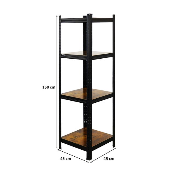 PROREGAL Vintage Series Schwerlastregal Ragnar für Gesamtlast 400 kg Maße: 150x45x45cm Vintagebraun-Schwarz, Kellerregal, Steckregal, Garagenregal, Lagerregal