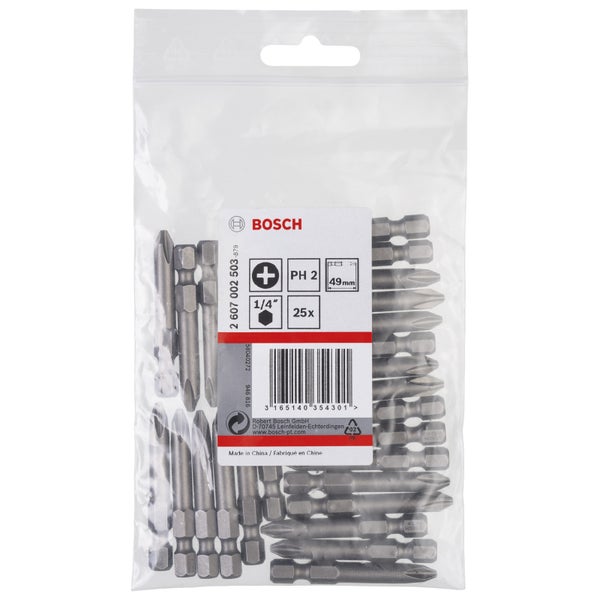 Bosch 25x Schrauberbit Extra-Hart, PH 2, 49 mm - 2607002503
