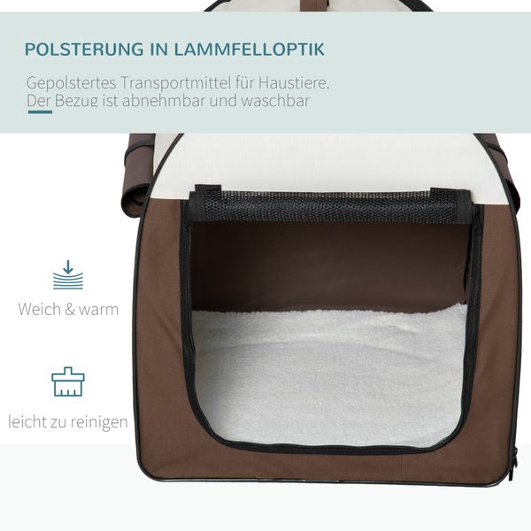 PawHut Tragebox, 81L x 56B x 66H cm, Oxfordstoff mit PVC-Beschichtung, Stahl, Kaffee