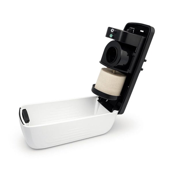 Innenansicht eines Raumbefeuchters mit Wasserbehälter und Filter