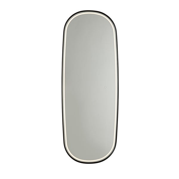 Rechteckiger Spiegel mit abgerundeten Ecken und LED-Beleuchtung