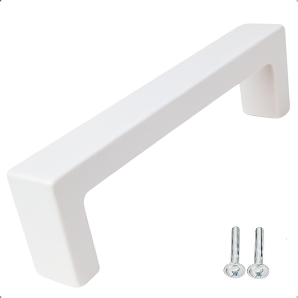 Weißer Möbelgriff mit zwei Schrauben