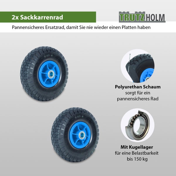 Zwei Schubkarrenräder mit Polyurethanschaum und Kugellager