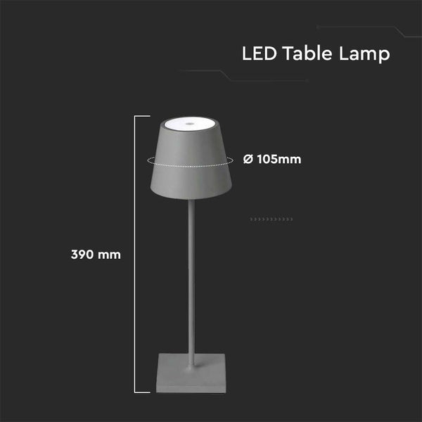 LED-Tischleuchte mit den Maßen 390 mm Höhe und 105 mm Durchmesser