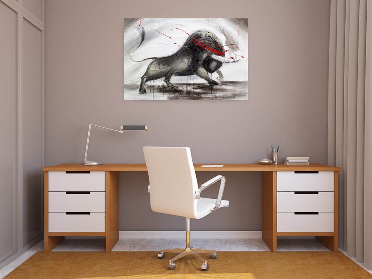 Handgemaltes Gemälde Acrylfarbe 120x80cm Grau