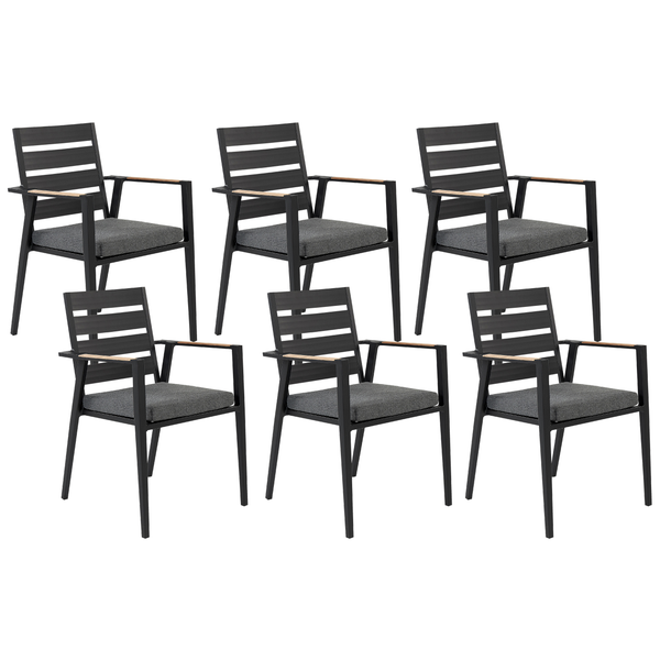Set mit 6 Stühlen und Sitzkissen TAVIANO Metall Schwarz