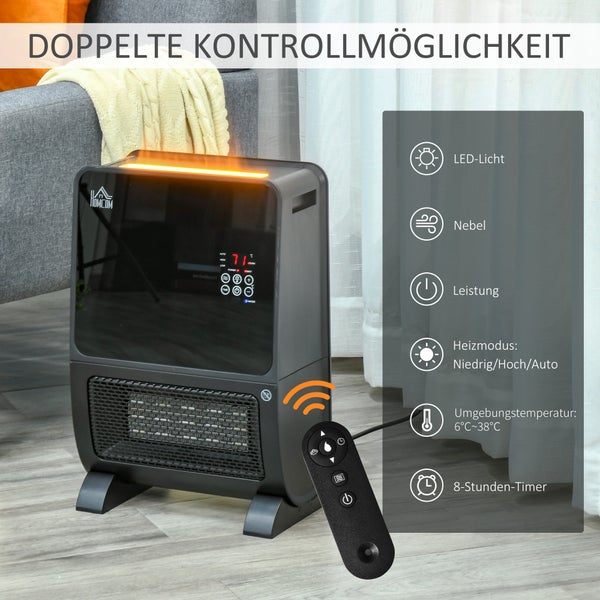 HOMCOM 2 in 1 Heizlüfter, 33 x 21 x 49,5 cm, ABS, Schwarz