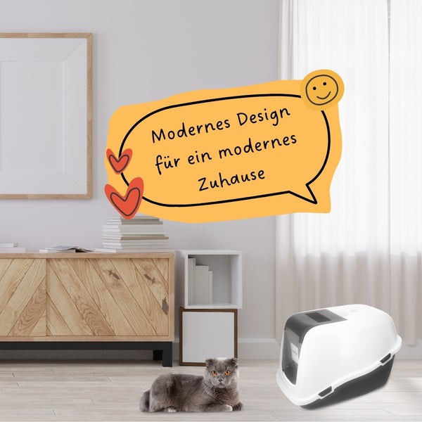Katzenklo mit Deckel Schaufel Aktivkohlefilter - Haube kippbar - extrahohe Unterschale große XXL Katzentoilette 60 Katzen WC Hauben Toilette