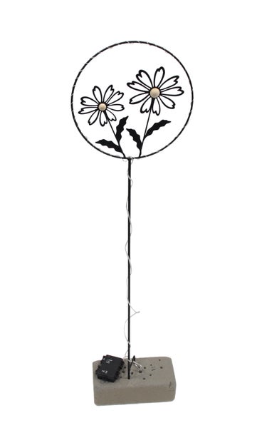 FRANK FLECHTWAREN|LED-Gartenstecker Blumen, 25 x 100 cm, METALL, HOLZ, KUNSTSTOFF