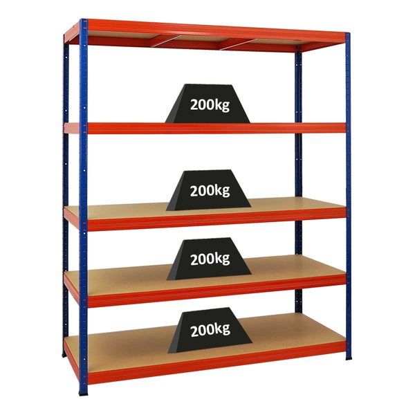 PROREGAL Schwerlastregal Giant Elephant HxBxT 180 x 150 x 60cm Fachlast 200kg Blau-Orange
