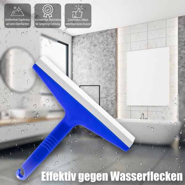 Fensterabzieher mit Griff und Gummilippe im Badezimmer